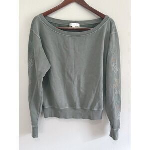 Spiritual Gangster La Vida Off Shoulder Embroidered Floral Sleeve Top Sz S